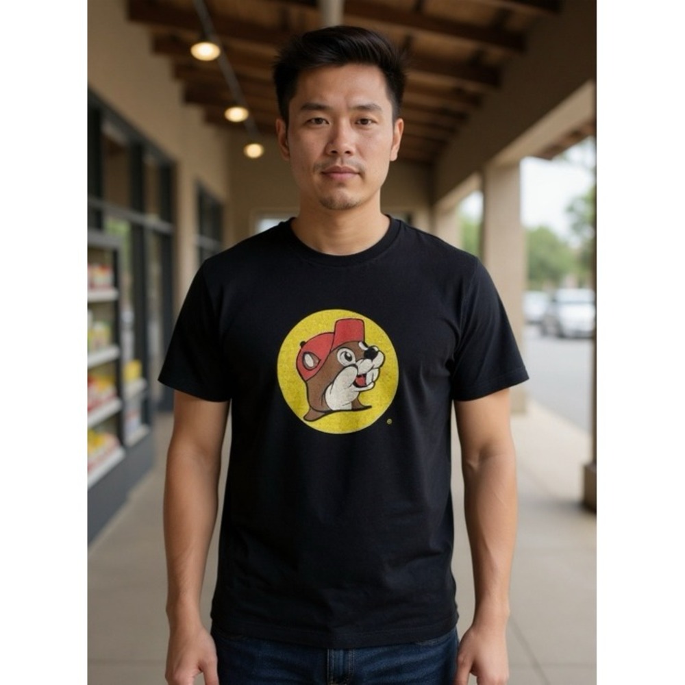 Buc-ee's‎ T-Shirt Peace Love Buc-ee's Black Graphic Tee Mens Short Sleeve